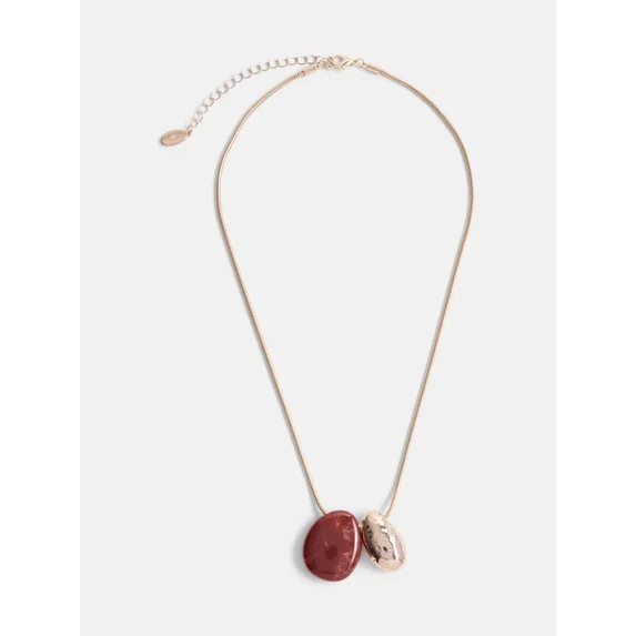 Scenario Women's Gold-Tone Necklace with Resin Teardrop | Walmart (US)