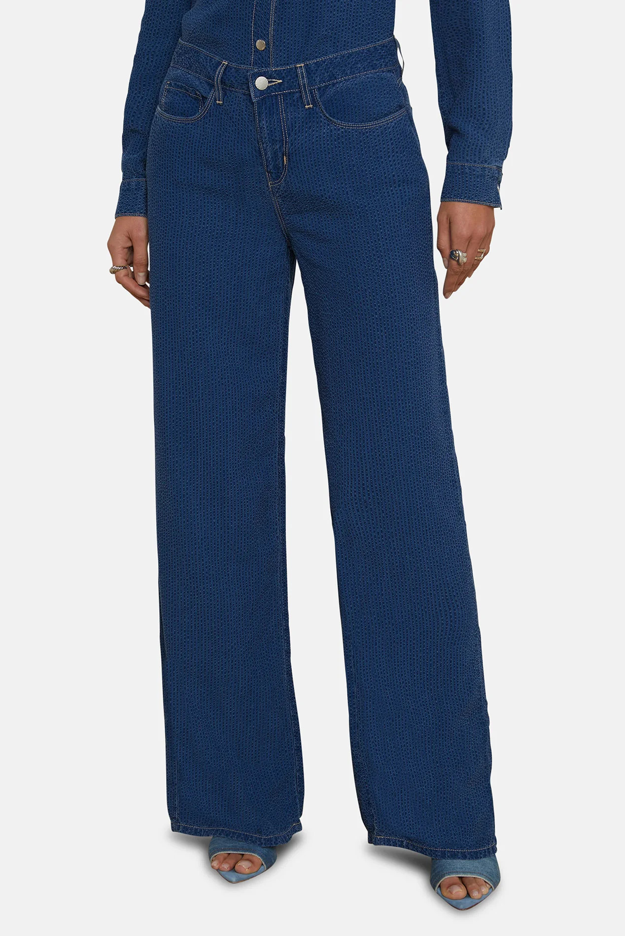 Alicent Wide-Leg Jean Heron | Blue & Cream