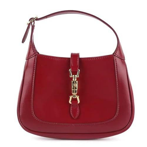 wudfume Red Shoulder Bag Leather Shoulder Bag Y2k Purse Red Purses for Women 2024 Trendy Shoulder Purse Cute Purse (Black,Small) | Amazon (US)