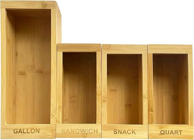 Bamboo Food Storage Bag Organizer Set Compatible with Ziplock Bags - Plastic Baggie Holder & Disp... | Amazon (US)