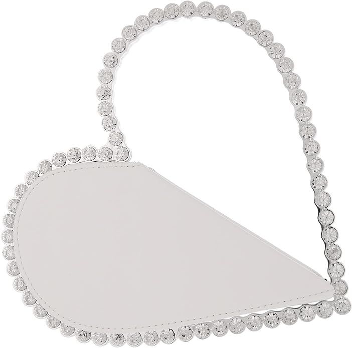 Women's Evening Clutch Bag, Heart Rhinestone Diamond Clutch Purse Wedding Party Purse Handbag for... | Amazon (US)