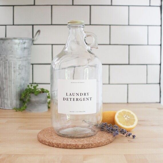 Laundry Detergent Jug | Glass Jar Dispenser | Minimal Soap Label | Laundry Labels | Reusable Disp... | Etsy (US)