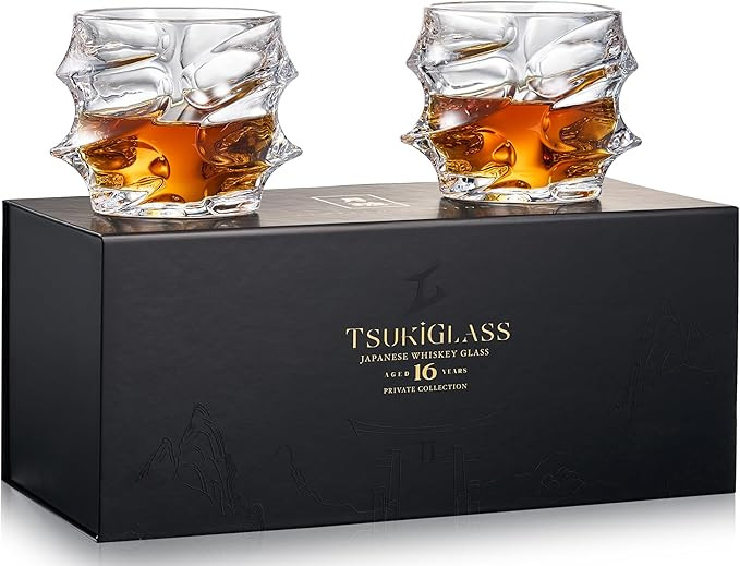 TSUKIGLASS® Storm Japanese Crystal Whiskey Glasses Set of 2 – Old Fashioned Rocks Tumblers, 10... | Amazon (US)