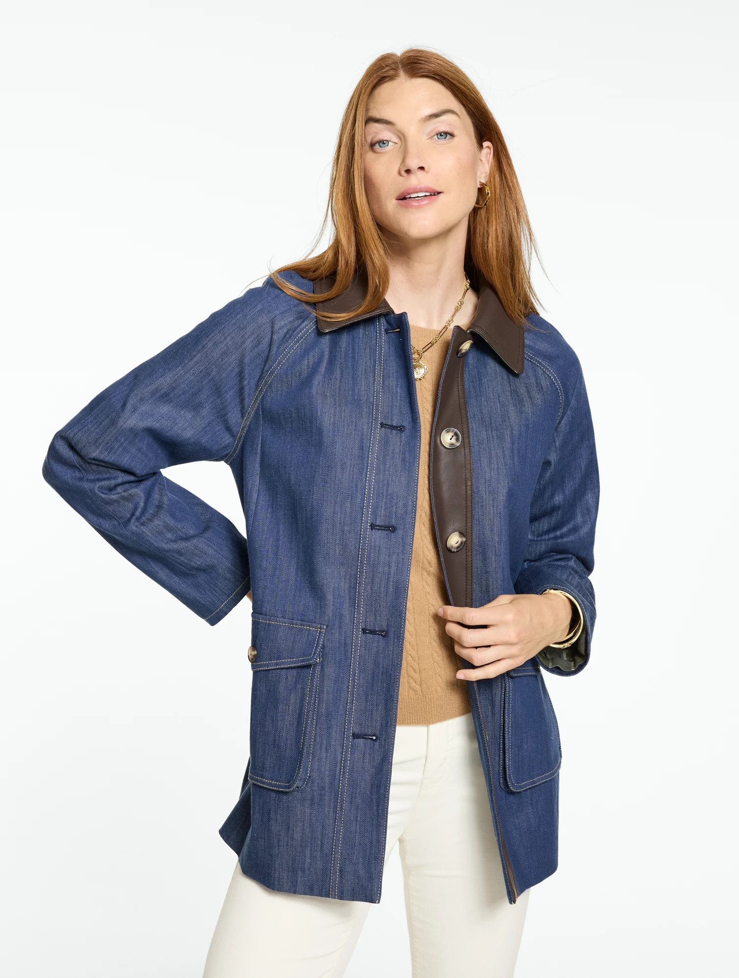 Refined Denim Barn Jacket - Ink/White - Small Talbots | Talbots