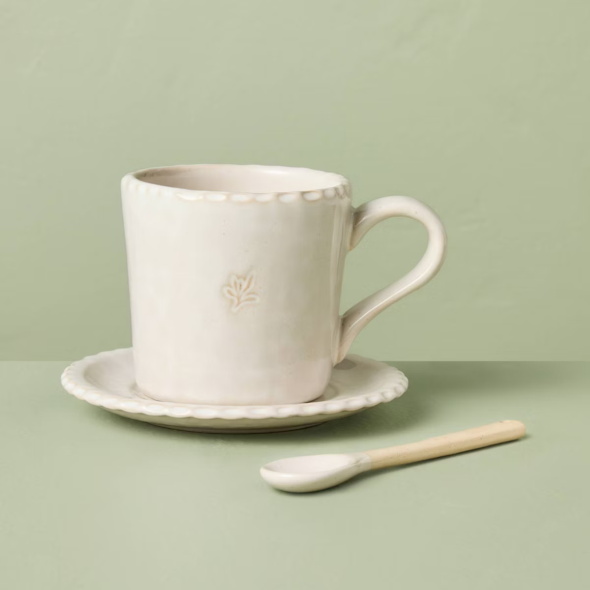 6 fl oz Pinched Edge Teacup with Saucer and Spoon - Hearth & Hand™ with Magnolia | Target