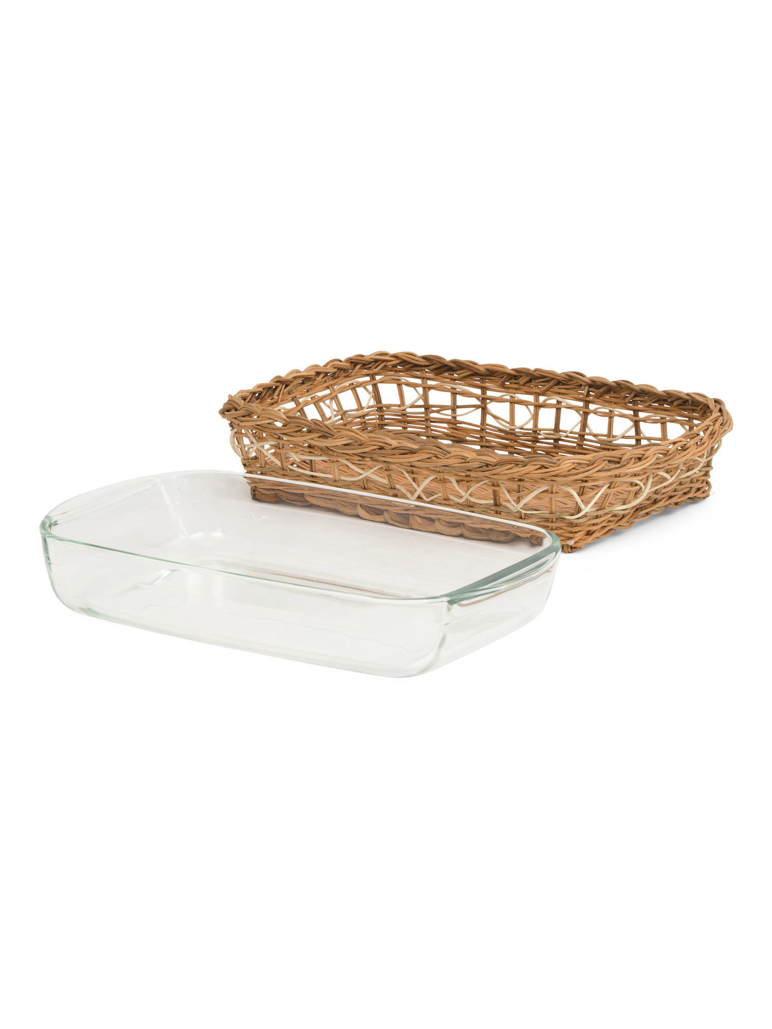 2pc 16x10 Glass Rattan Oven To Table Baking Set | TJ Maxx