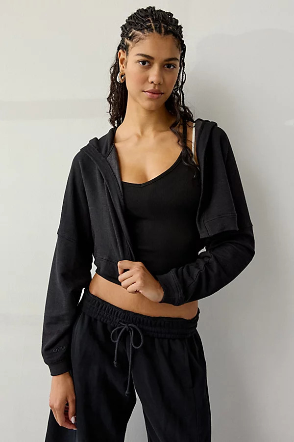 Out From Under Soft Serve Terry Hooded Shrug Top in Black, Women's at Urban Outfitters | Urban Outfitters (US and RoW)