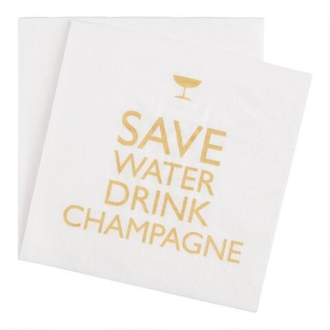 Save Water Drink Champagne Beverage Napkins 20 Count | World Market