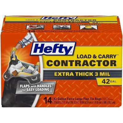 Hefty Contractor Load & Carry Extra Large Flap Tie Trash Bags - 42gal/14ct | Target
