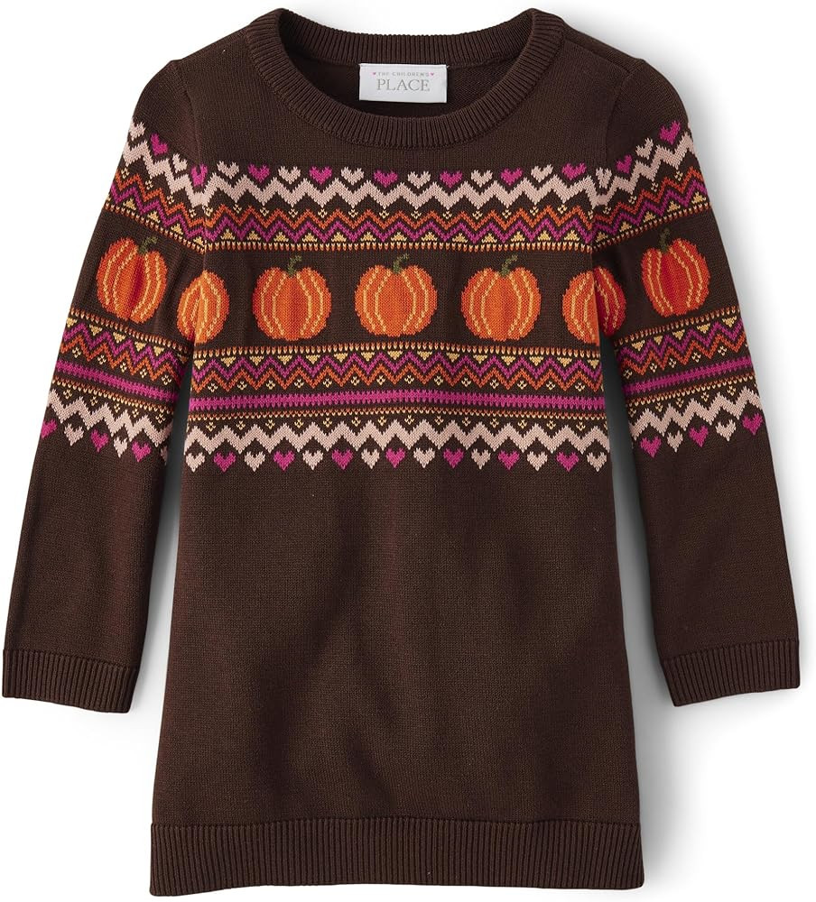 The Children's Place Baby Girls' One Size and Toddler Pumpkin, Fall Sweater Dress | Amazon (US)