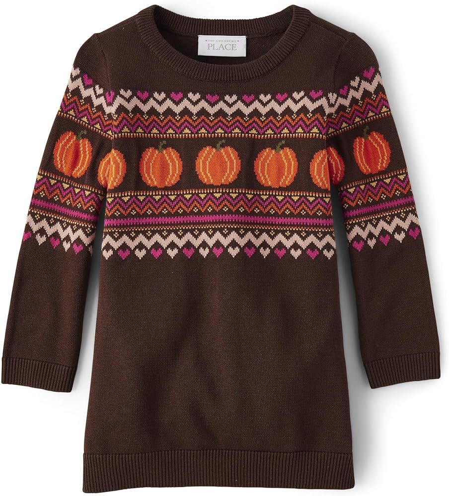 The Children's Place Baby Girls' One Size and Toddler Pumpkin, Fall Sweater Dress | Amazon (US)