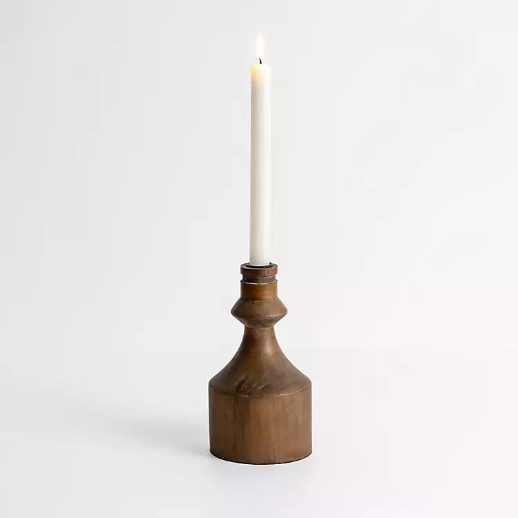 New! Dark Eucalyptus Wood Taper Candle Holder, 8 in. | Kirkland's Home