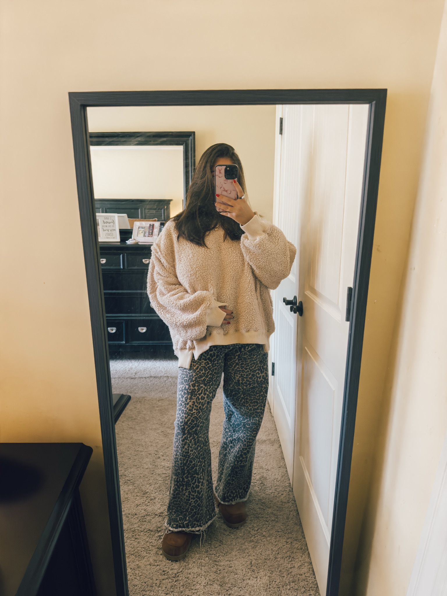 Entire outfit from shopmollygreen.com // Get up to 40% off your entire purchase during their Cyber Monday sale tomorrow!

Sherpa pullover | leopard print | leopard denim | leopard jeans | clogs | winter outfit | chic winter outfit | winter style 

#LTKSaleAlert #LTKCyberWeek #LTKStyleTip