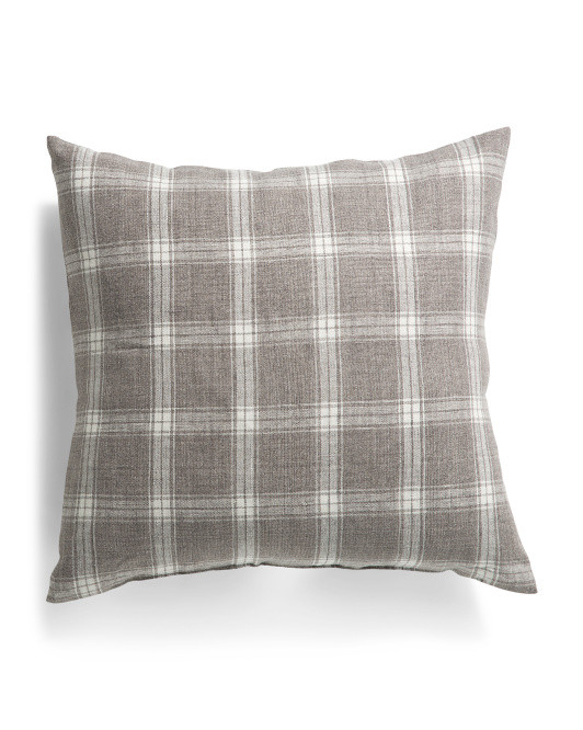 Made In Usa 22x22 Linen Preston Plaid Pillow | TJ Maxx