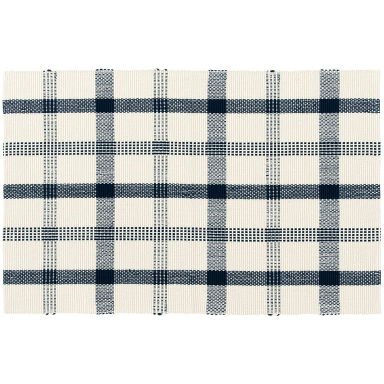 Mainstays Blue Plaid Outdoor Layering Rug, 24"x36" | Walmart (US)