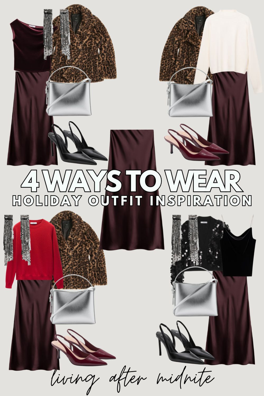 4 ways to wear a slip skirt, mango, christmas outfits, holiday outfits, holiday party outfit 

 #LTKHoliday #LTKSeasonal #LTKStyleTip