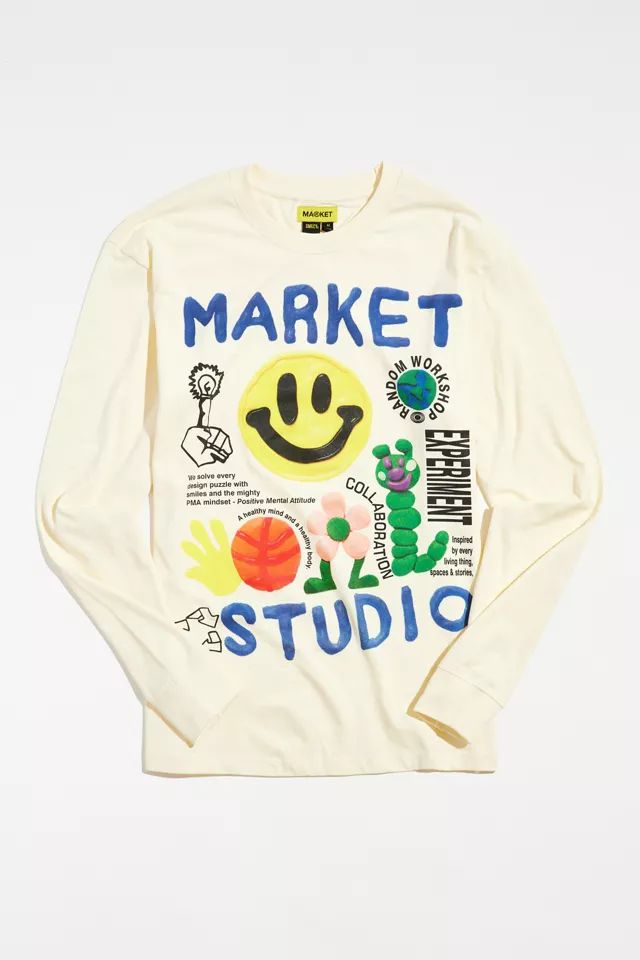 Market X Smiley UO Exclusive Collage Long Sleeve Tee | Urban Outfitters (US and RoW)