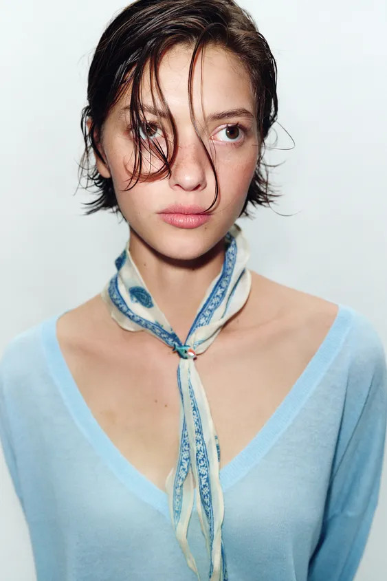 FISH PRINT SILK BANDANA SCARF | Zara US