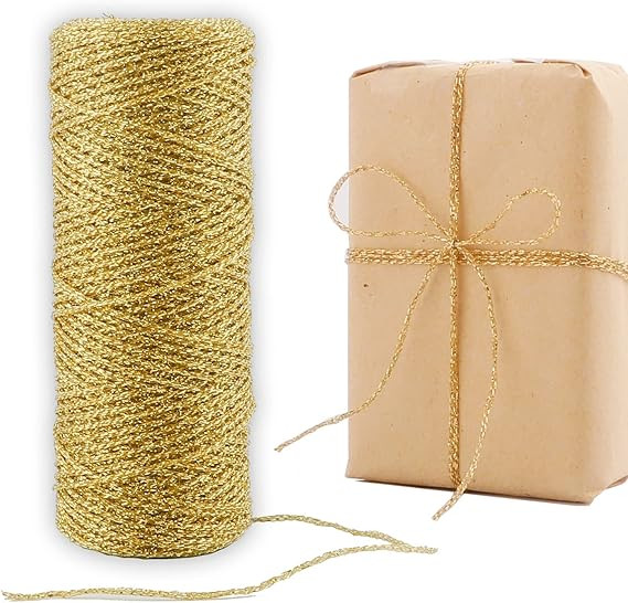 110 Yards Christmas Twine Decorative Metallic Bakers Twine Gold Wrapping Twine Craft String Prese... | Amazon (US)