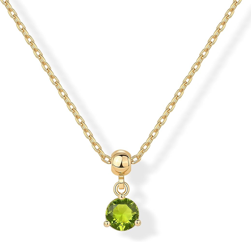 PAVOI 14K Gold Plated Dainty Birthstone Necklaces with Charms - Adjustable Chain Gold Charm Birth... | Amazon (US)