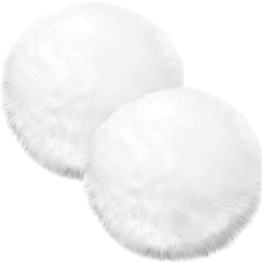 Round Fur Placemats Set of 2 , Washable Faux Fur Fluffy Table Small Place Mats Decor for Home Tab... | Amazon (US)