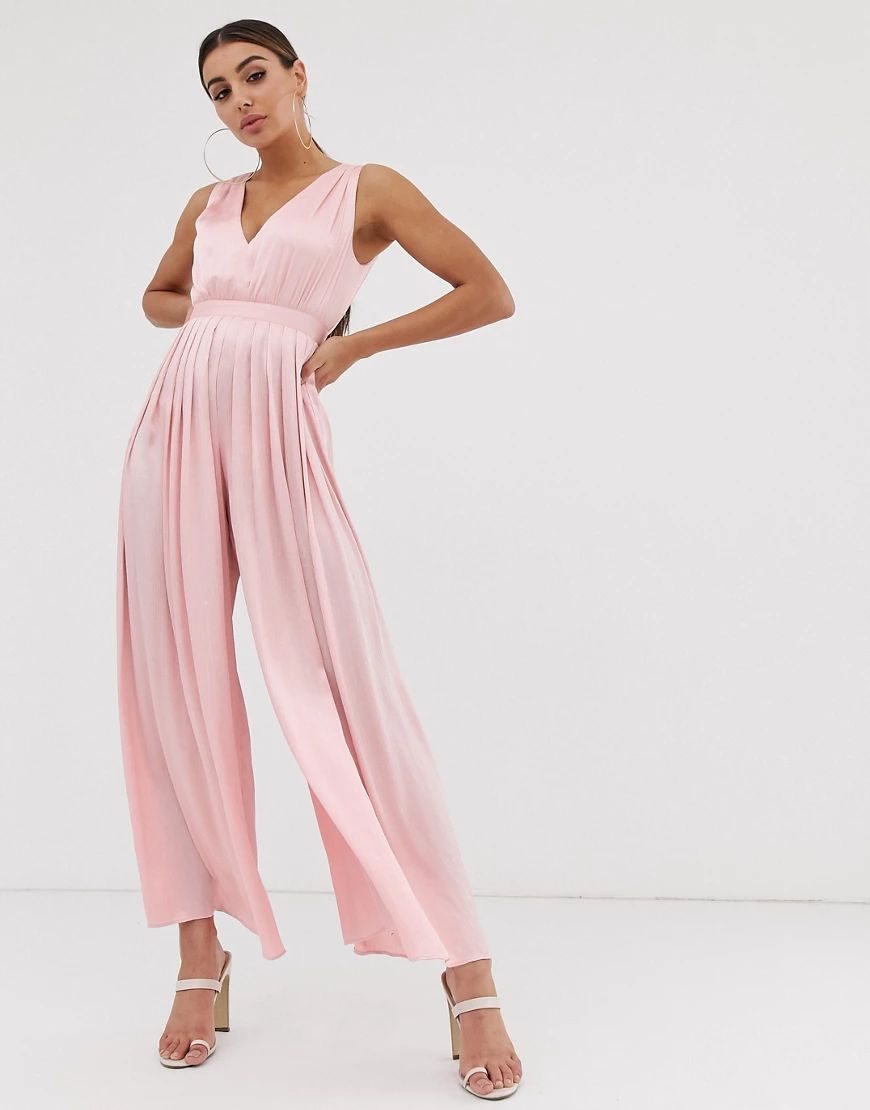 The Girlcode satin pleat jumpsuit-Pink | ASOS (Global)