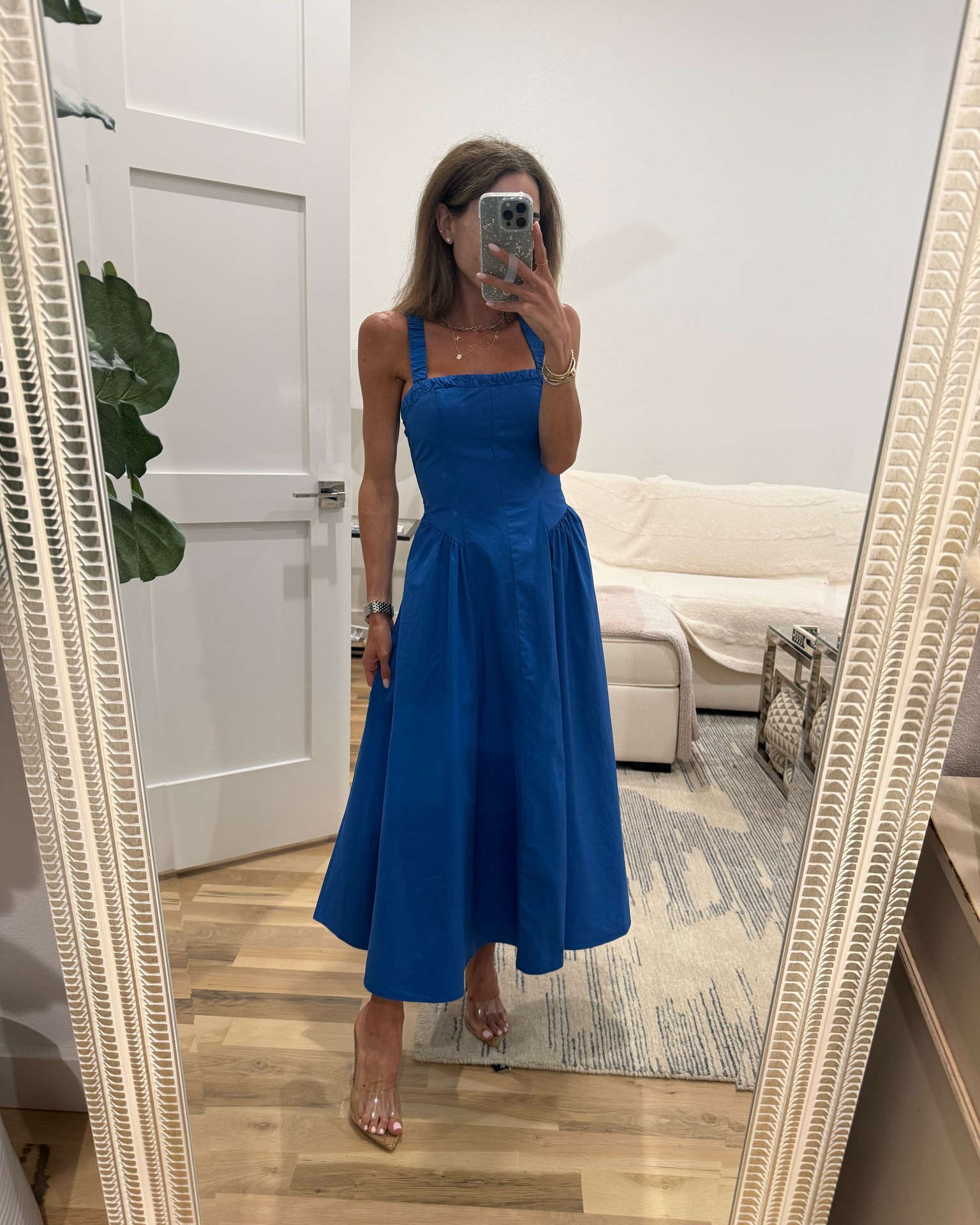 The prettiest blue midi dress on sale currently 25% off with stackable code AFLTK 
Wearing xxs petite

#LTKSeasonal #LTKSaleAlert #LTKxAbercrombie