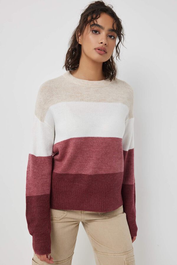 Longline Moss Stitch Colorblock Sweater | Ardene | Ardene