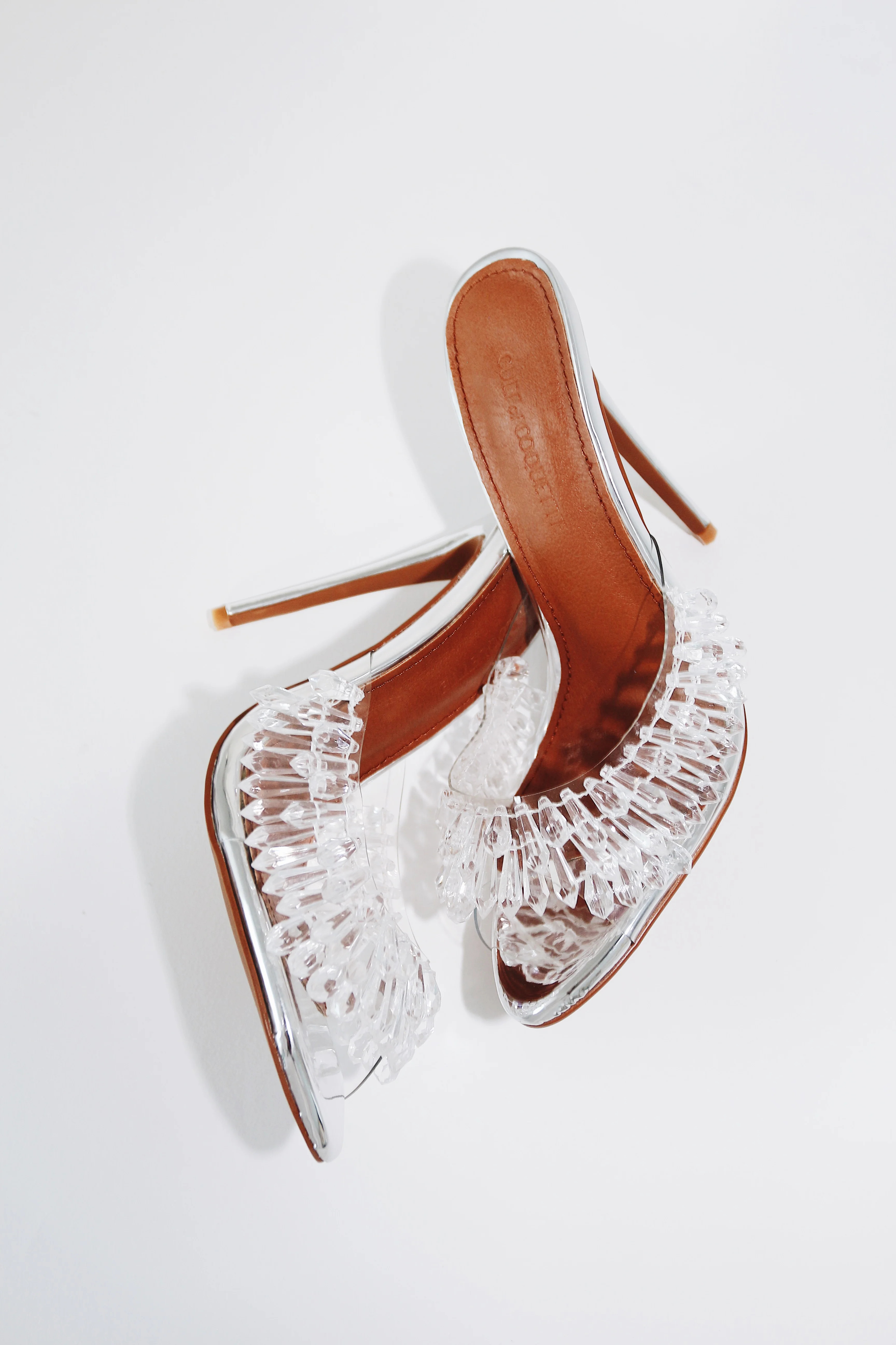 Goldie Clear Drip Chandelier Open Toe Mules 120 mm | CULT OF COQUETTE