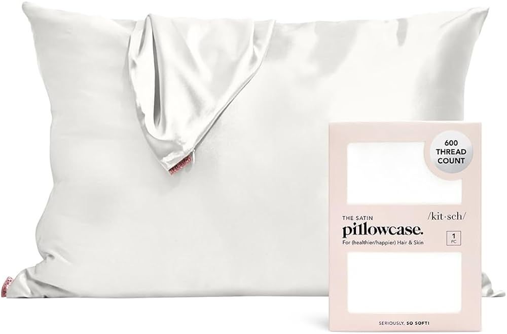 Kitsch Classic Satin Ivory Queen Pillowcase with Zipper - Softer Than Mulberry Silk, 19x26 Inch | Amazon (US)
