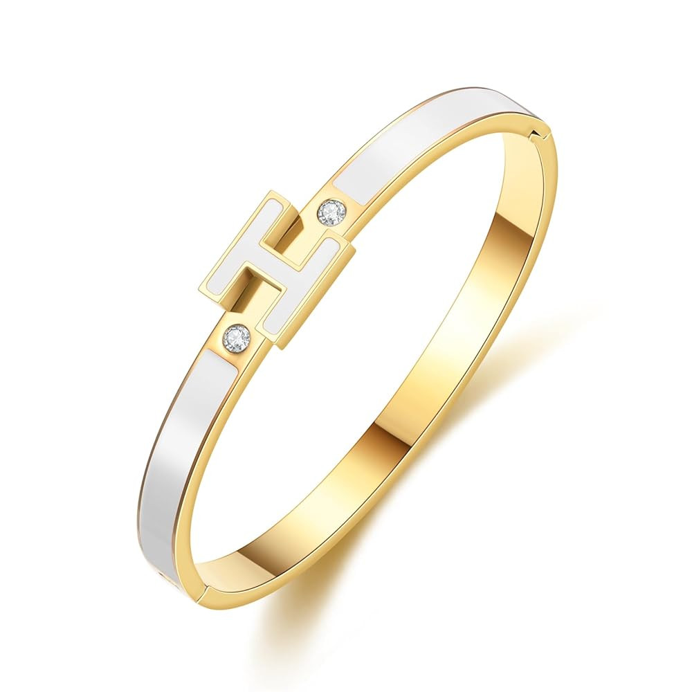 Gold Bracelets for Women,H Bracelet,Bangle Bracelets for Women,Dainty Bracelet Jewelry Easter Chr... | Amazon (US)