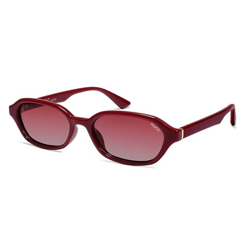 SOJOS Retro Rectangle Polarized Sunglasses for Women Men Trendy Hexagon Narrow Chic Y2K Sunnies SJ2629, Ancora Red Frame/Red Grading Lens | Amazon (US)