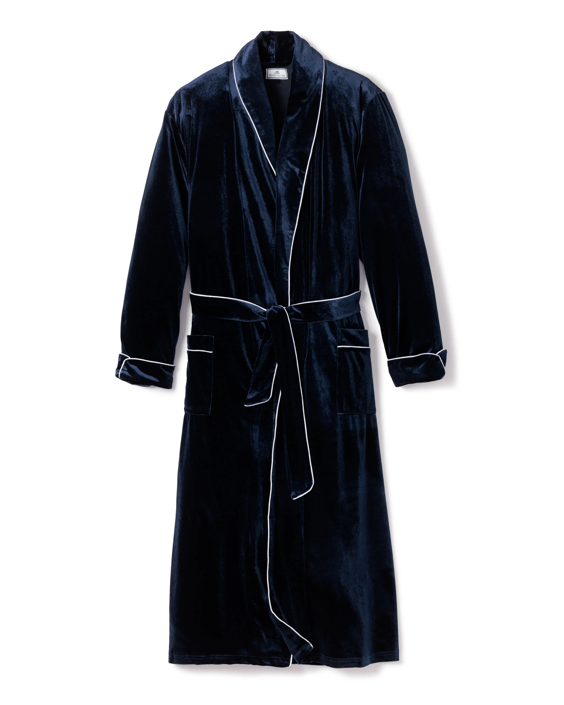 Men's Velour Robe in Navy | Petite Plume