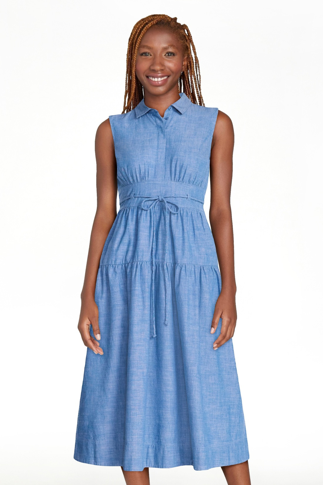 Free Assembly Women's and Women's Plus Sleeveless Cotton Maxi Shirtdress with Belt, Sizes XS-4X | Walmart (US)