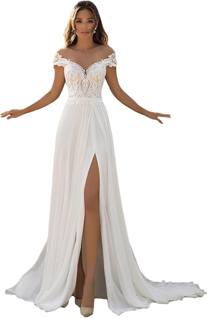 Women's Lace Mermaid Wedding Dresses for Bride 2024 Beach Bohe Wedding Bridal Gowns BF04 | Amazon (US)