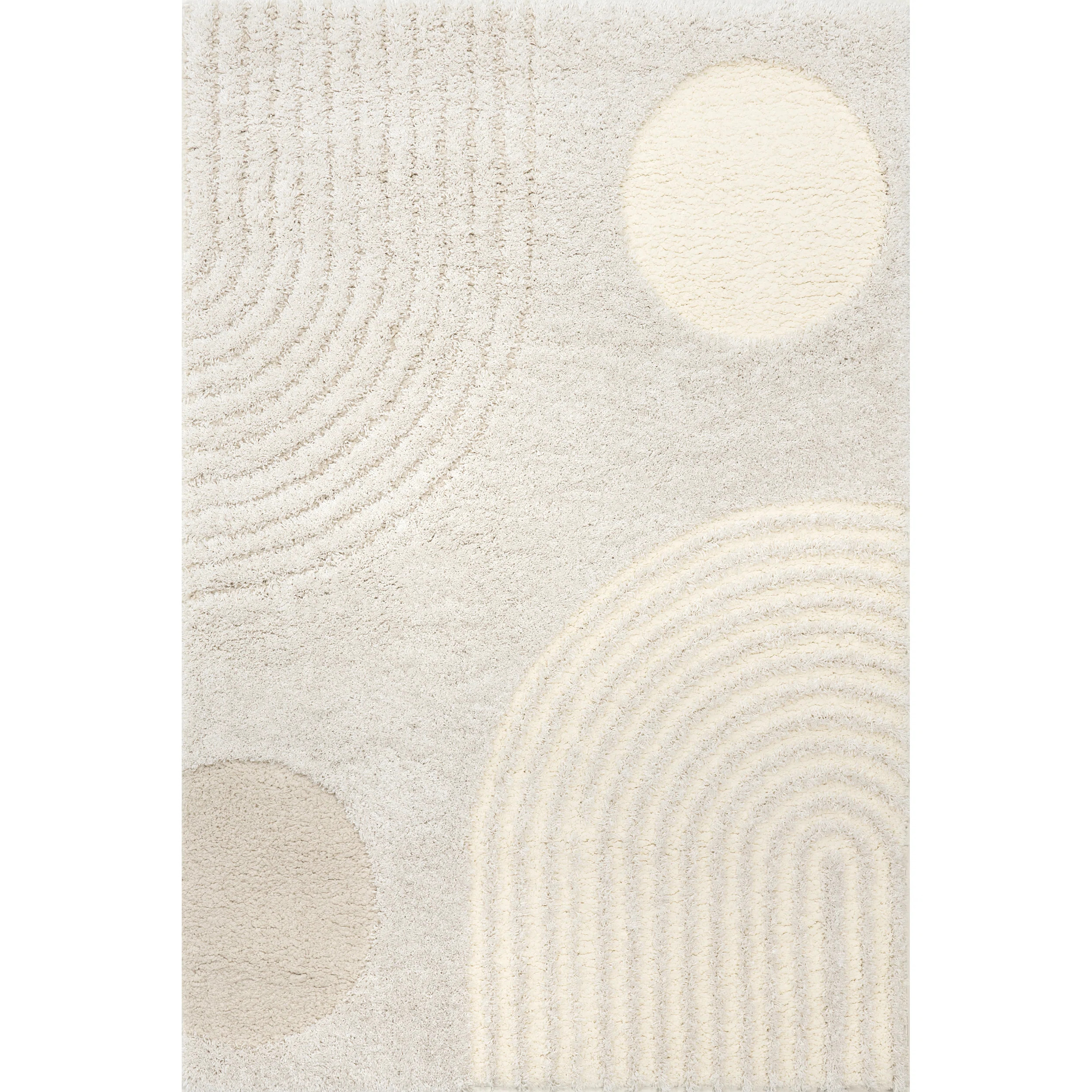 Gloria Ivory Cream Abstract Shag Area Rug | Wayfair North America