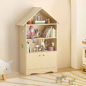 Curipeer Kids Dollhouse Bookshelf, Large Wooden Kids Bookshelf and Toy Storage with Doors, 3-Tier... | Amazon (US)