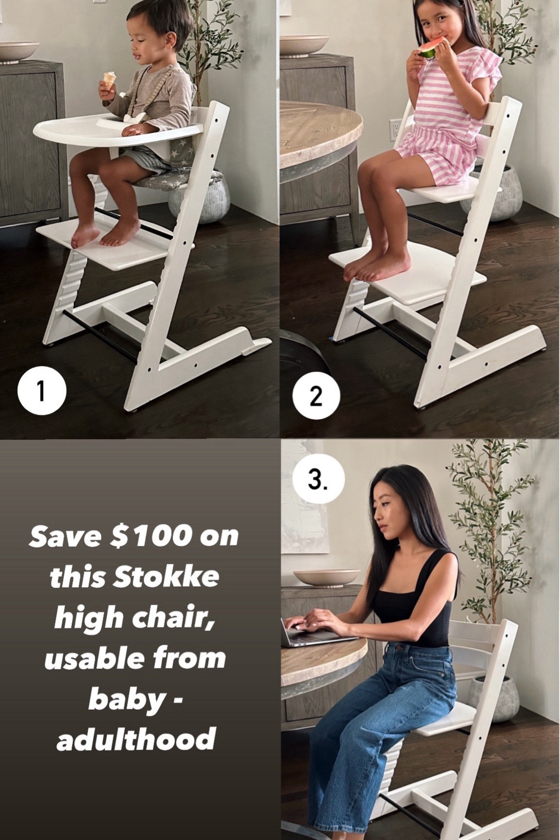 Nsale baby gear deals: the stokke Tripp trap high chair is on sale! 

This has been a solid purchase for us that we plan to use for many years to come The Nsale high chair bundle is $100 off and includes everything for baby : main wood chair, tray, baby seat with harness, cushion. 

When Nori is not home I sometimes use her chair to WFH - it supports up to 240 pounds. 

You will not need anything else, no converter pieces nor adapters to convert this as your kid grows.

#LTKxNSale Nordstrom anniversary sale 

#LTKsalealert #LTKkids #LTKfamily