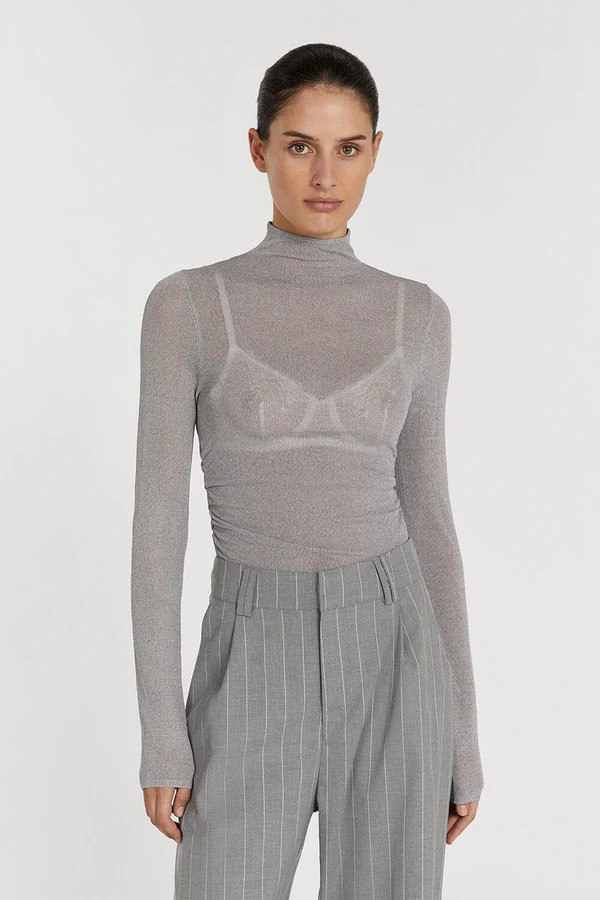 CONSTANCE GREY MARLE LONG SLEEVE KNIT TOP | DISSH
