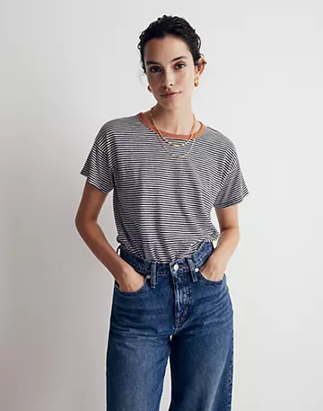 Whisper Cotton  Crewneck Tee in Kusama Stripe | Madewell