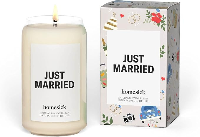 Homesick Just Married Scented Candle - 13.75 oz Ocean Air, Neroli, Amber Crystal Scented Natural ... | Amazon (US)