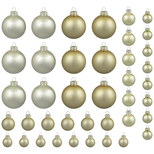 Northlight 40ct Glass 2-Finish Christmas Ball Ornaments, 2.5" (60mm), Gold | Amazon (US)