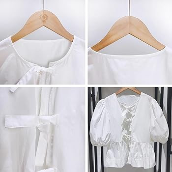 Tie Front Tops Women Y2k Leopard Print Peplum Babydoll Top 3/4 Length Puff Sleeve Coquette Tops C... | Amazon (US)