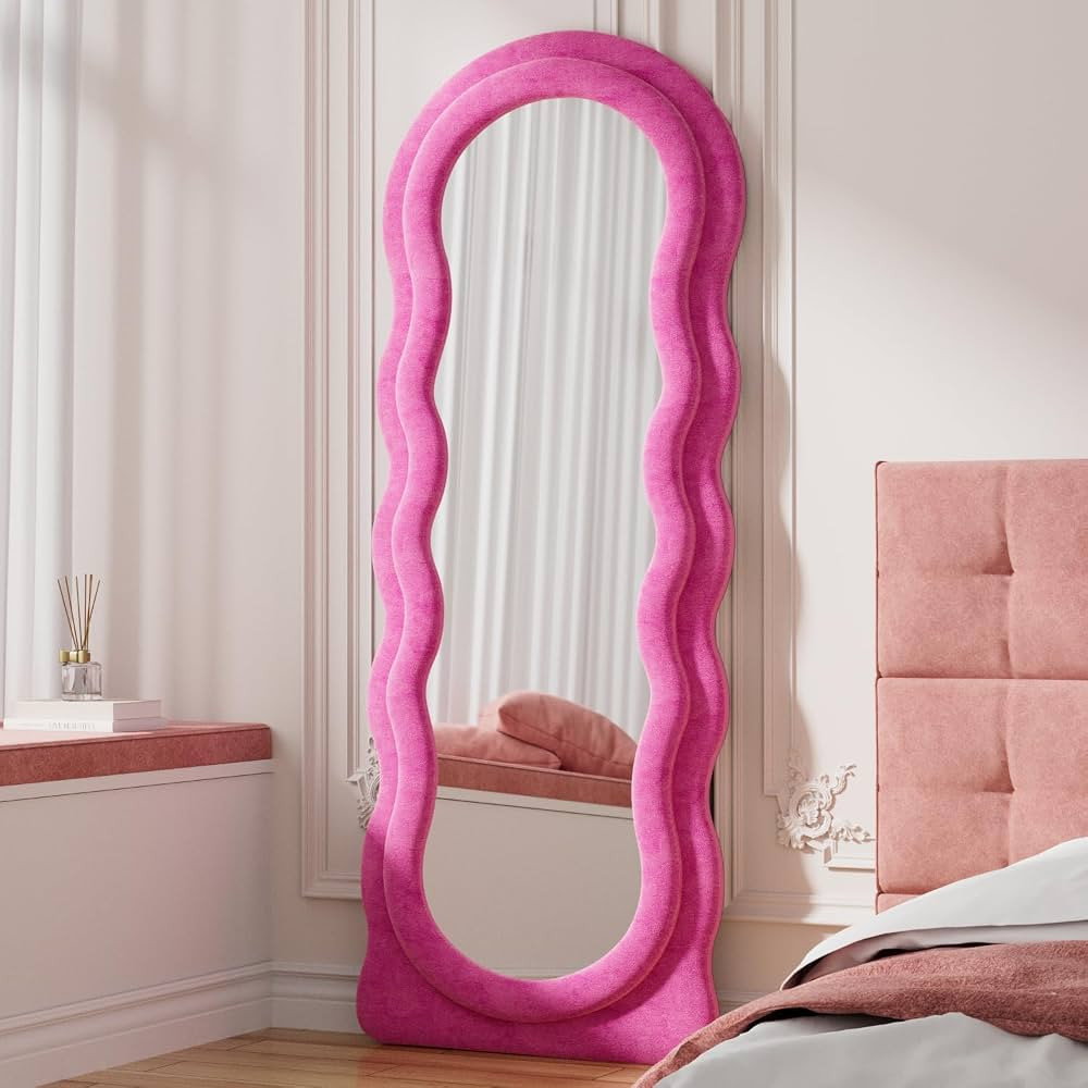 Full Length Mirorr, 63"x24" Mirror Full Length, Irregular Wavy Mirror, Wall Mounted Mirror, Stand... | Amazon (US)