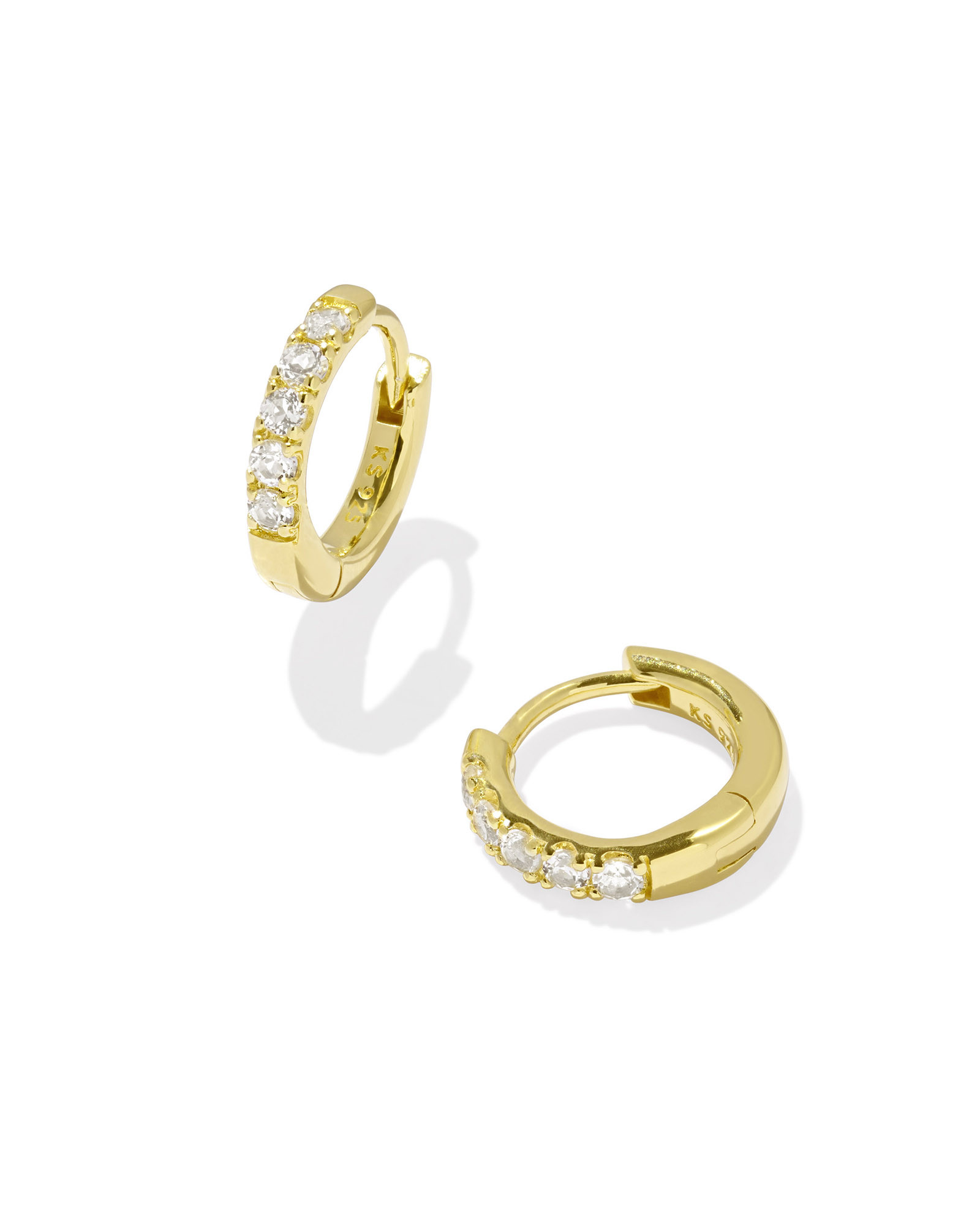 Virginia 18k Gold Vermeil Huggie Earrings in White Topaz | Kendra Scott