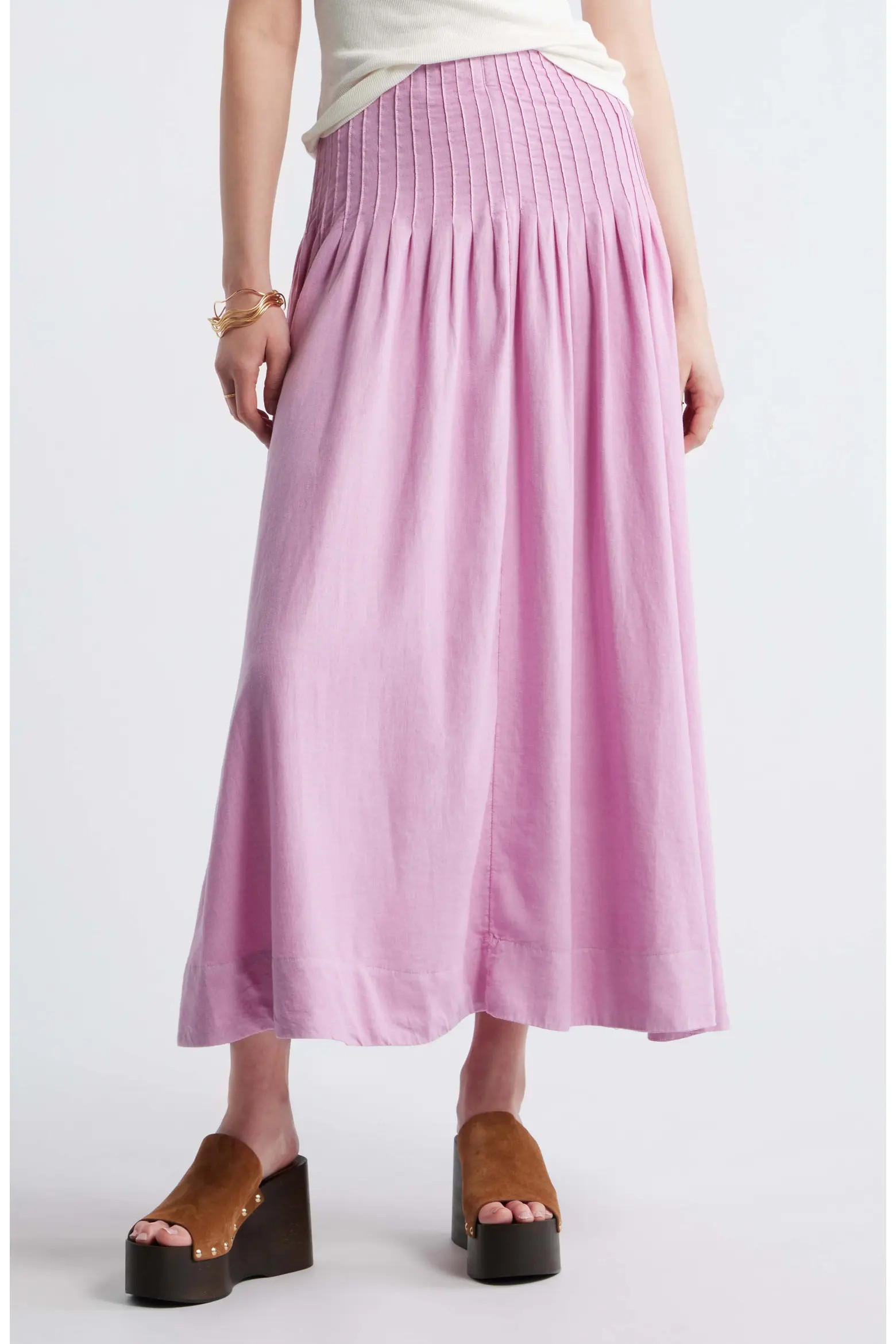 Pleat Accent Linen Blend Maxi Skirt (Women) | Nordstrom | Nordstrom