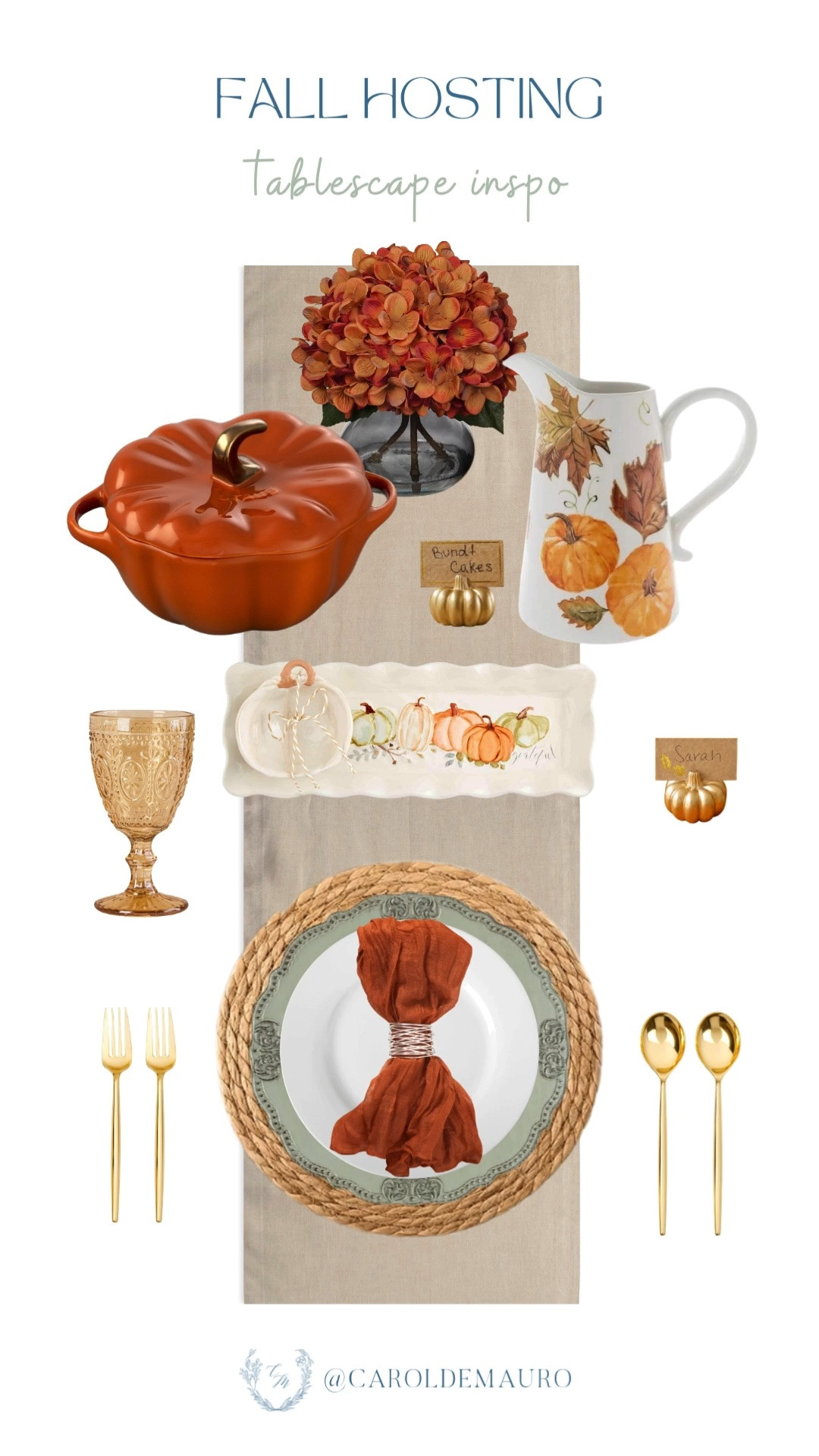 A pumpkin cocotte, sage green plates, and gold flatware make this fall tablescape feel warm and welcoming. Perfect for your next hosting moment.

fall tablescape, thanksgiving table setting, pumpkin dutch oven, fall hosting idea, autumn table decor, fall dinnerware

#LTKfoodie #LTKHome #LTKSeasonal