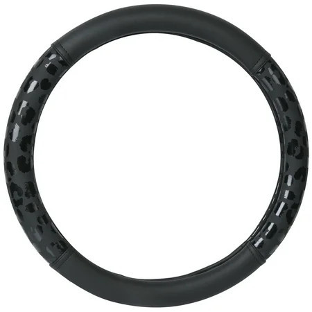 Auto Drive Black Leopard Faux Leather Steering Wheel Cover, Universal Fit for Sedans, SUVs, Set of 1 | Walmart (US)