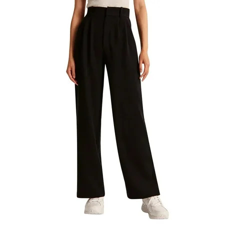 Black Trousers Women Polyester Wide Leg Dress Pants for Women Trousers Pants for Women Petite M Women Work Pants Dress Pants for Women Work Leisure Petite Wide Leg Pants for Women | Walmart (US)
