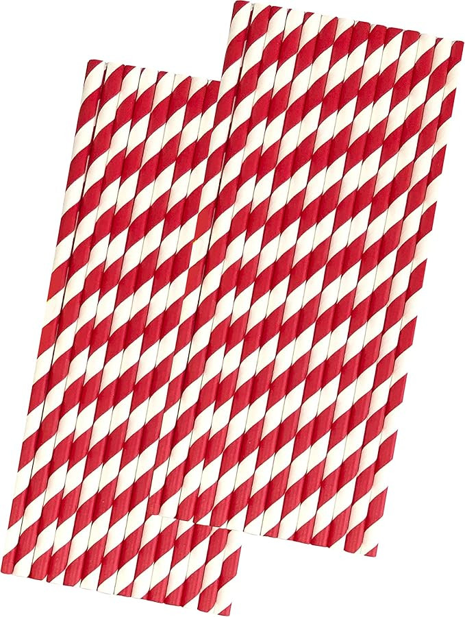 Valentine Stripe Paper Straws - Red and White Straws - 7.75 Inches - 50 Pack - Outside the Box Pa... | Amazon (US)